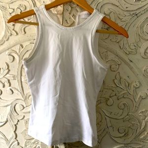 Ever lane white tank top with half zipper back.